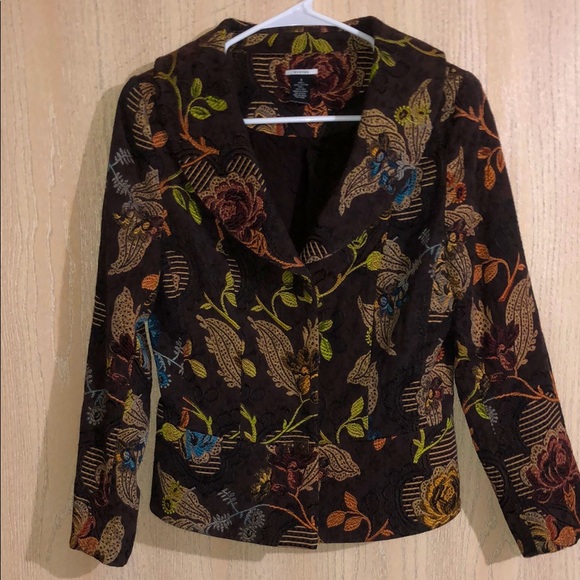 Evelyn Floral Tapestry Brown Jacket 8 - Picture 1 of 7
